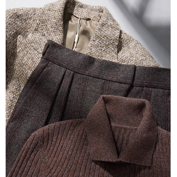 CHICJOC Retro Multi-Color Yarn Knit Sweater with Shirt Collar and Ribbed size 38 - Picture 12 of 15